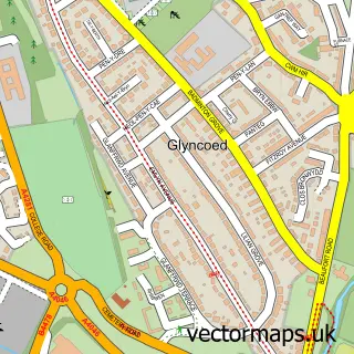 Street map sample of Glyn-coed, Gwent