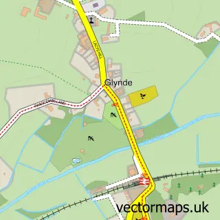 Street map sample of Glynde, East Sussex