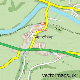 Street map sample of Glyndyfrdwy, Clwyd