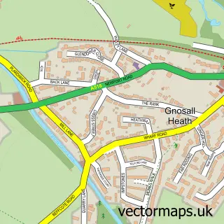 Street map sample of Gnosall Heath, Staffordshire