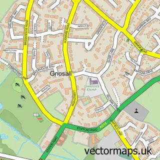 Street map sample of Gnosall, Staffordshire