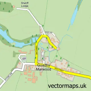 Street map sample of Goadby Marwood, Leicestershire