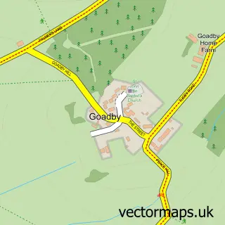 Street map sample of Goadby, Leicestershire