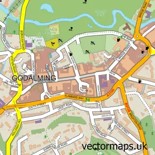 Street map sample of Godalming, Surrey