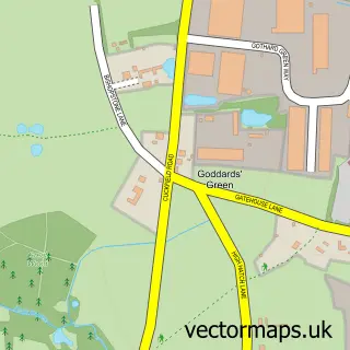 Street map sample of Goddards' Green, West Sussex