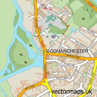 Street map sample of Godmanchester, Cambridgeshire