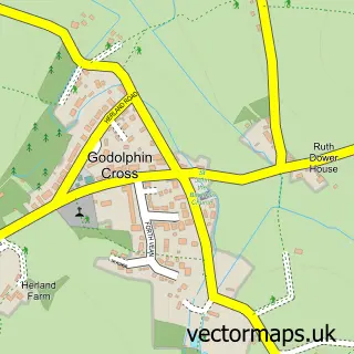 Street map sample of Godolphin Cross, Cornwall