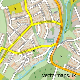 Street map sample of Godreaman, Mid Glamorgan