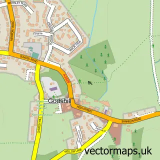 Street map sample of Godshill, Isle of Wight