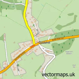 Street map sample of Godshill, Hampshire