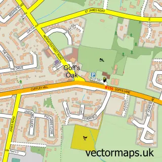 Street map sample of Goffs Oak, Hertfordshire
