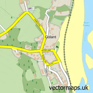 Street map sample of Golant, Cornwall