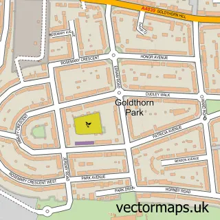 Street map sample of Goldthorn Park, West Midlands