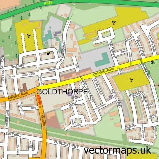 Street map sample of Goldthorpe, South Yorkshire