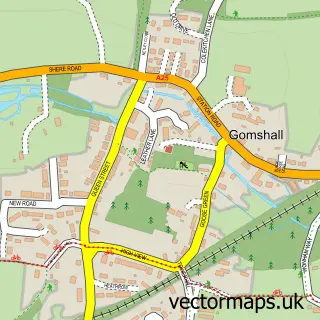 Street map sample of Gomshall, Surrey