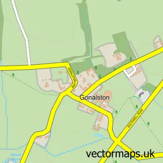 Street map sample of Gonalston, Nottinghamshire