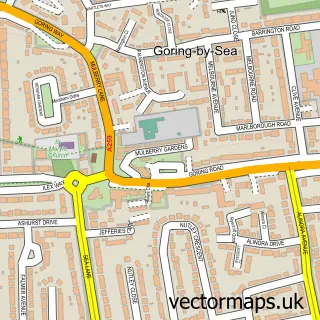 Street map sample of Goring-by-Sea, West Sussex