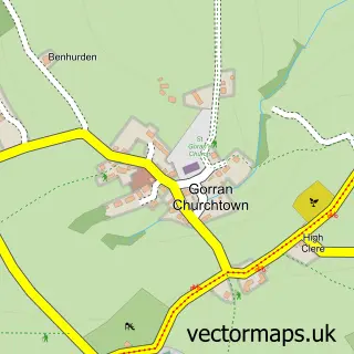 Street map sample of Gorran Churchtown, Cornwall