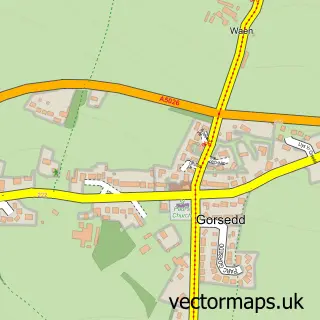 Street map sample of Gorsedd, Clwyd