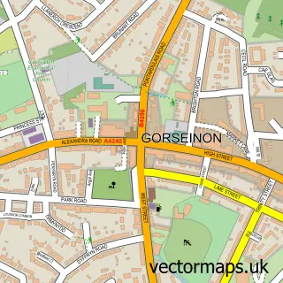 Street map sample of Gorseinon, West Glamorgan