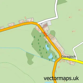 Street map sample of Gorsgoch, Dyfed