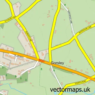 Street map sample of Gorsley, Gloucestershire