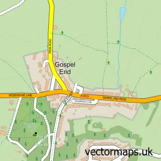 Street map sample of Gospel End, Staffordshire
