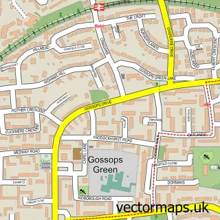 Street map sample of Gossops Green, West Sussex