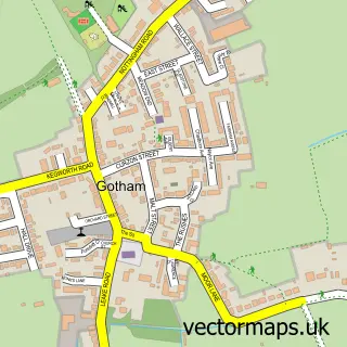 Street map sample of Gotham, Nottinghamshire
