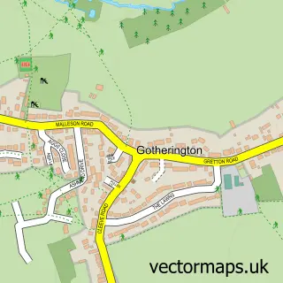 Street map sample of Gotherington, Gloucestershire