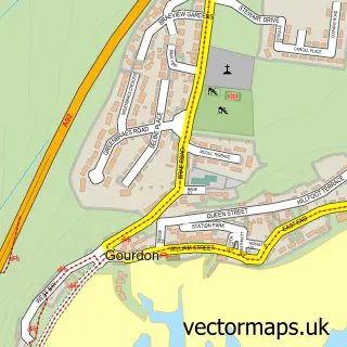 Street map sample of Gourdon, Kincardineshire