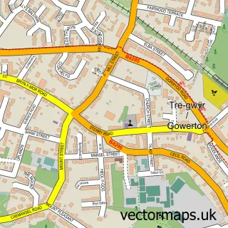 Street map sample of Gowerton, West Glamorgan