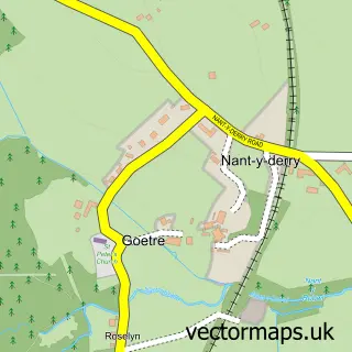 Street map sample of Goytre, Gwent