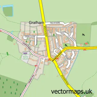 Street map sample of Grafham, Cambridgeshire