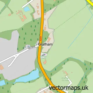 Street map sample of Grafham, Surrey