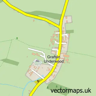 Street map sample of Grafton Underwood, Northamptonshire