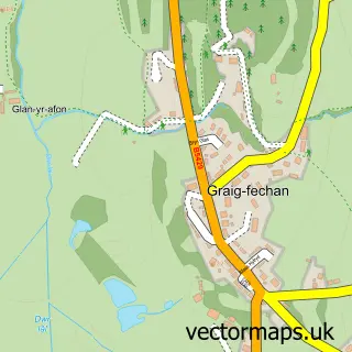 Street map sample of Graig Fechan, Clwyd