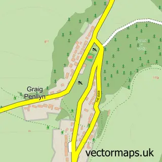 Street map sample of Graig Penllyn, South Glamorgan