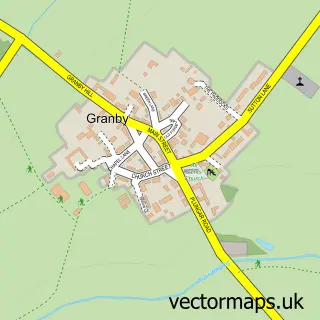 Street map sample of Granby, Nottinghamshire