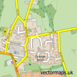 Street map sample of Grange Moor, West Yorkshire