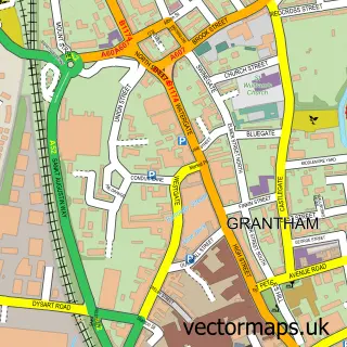 Street map sample of Grantham, Lincolnshire