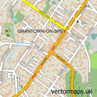 Street map sample of Grantown-on-Spey, Inverness