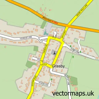 Street map sample of Grasby, Lincolnshire