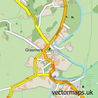 Street map sample of Grasmere, Cumbria