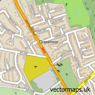 Street map sample of Grassmoor, Derbyshire