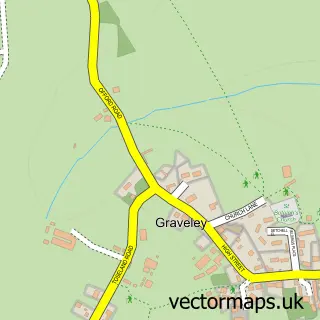 Street map sample of Graveley, Cambridgeshire