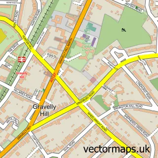 Street map sample of Gravelly Hill, West Midlands