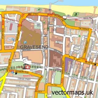 Street map sample of Gravesend, Kent