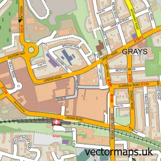 Street map sample of Grays, Essex