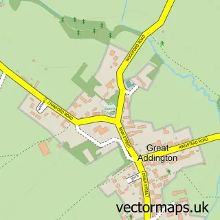 Street map sample of Great Addington, Northamptonshire